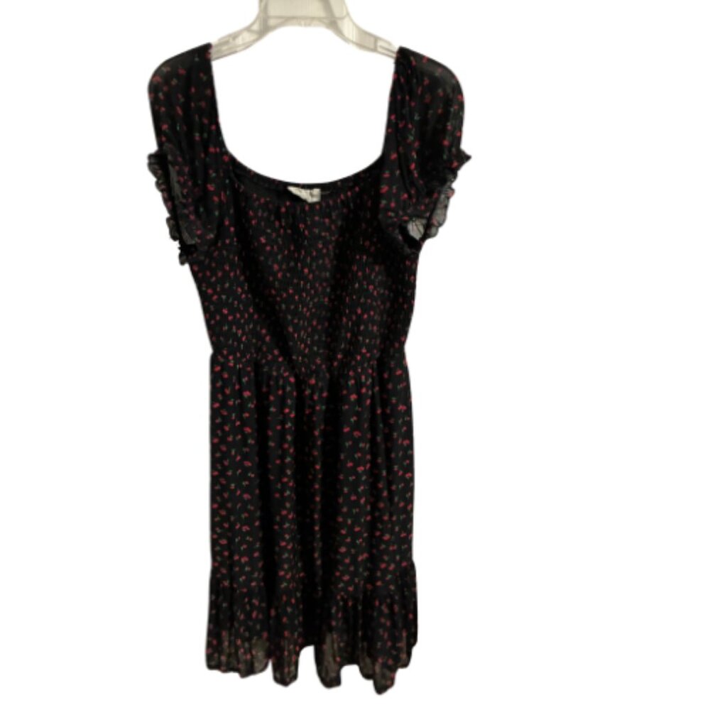 Black and red cherry print milkmaid dress size 1X